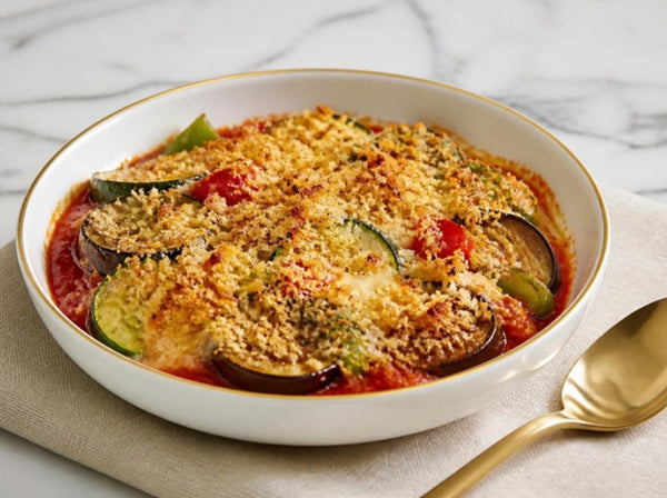 Rusk Crumb Topped Baked Vegetables