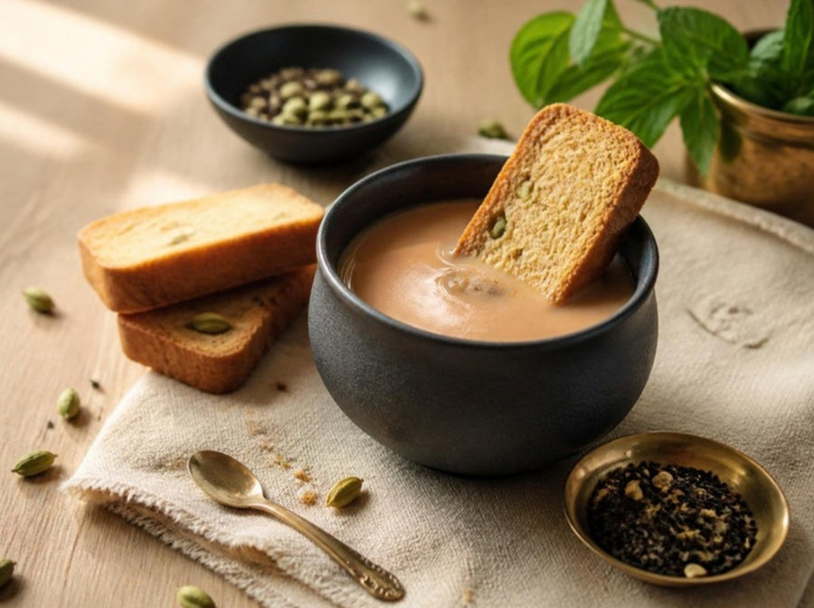 Cardamom Rusk Dunked in Chai