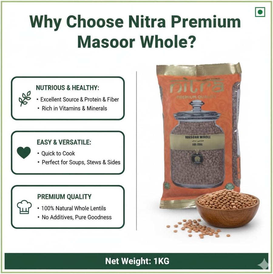 Nitra Whole Masoor brown lentils pack, alternate view 3