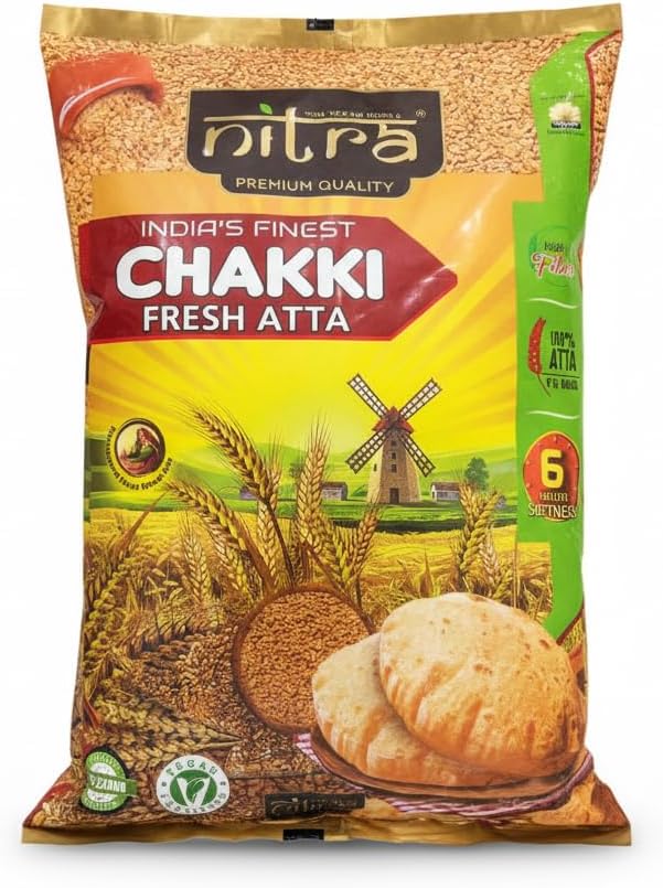 Nitra Chakki Fresh Atta whole wheat flour pack, alternate view 2