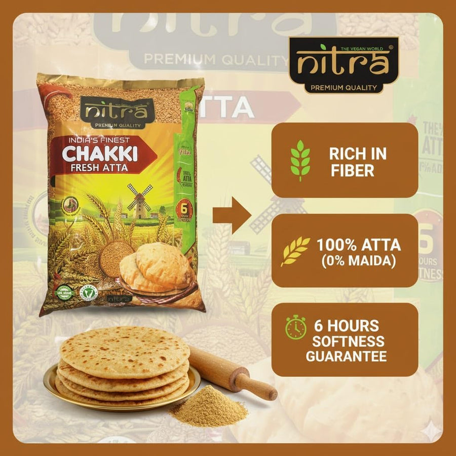 Nitra Chakki Fresh Atta whole wheat flour pack, alternate view 4