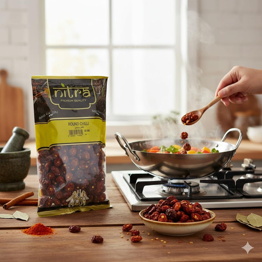 Nitra round red chilli whole 100 g pack, alternate view 2