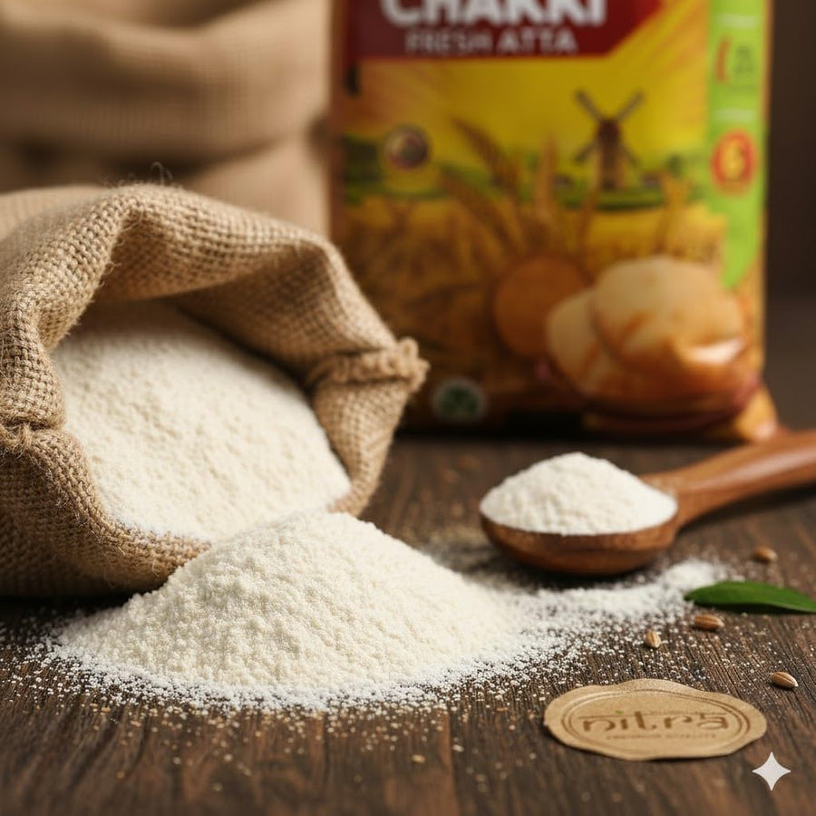 Nitra Chakki Fresh Atta whole wheat flour pack, alternate view 3