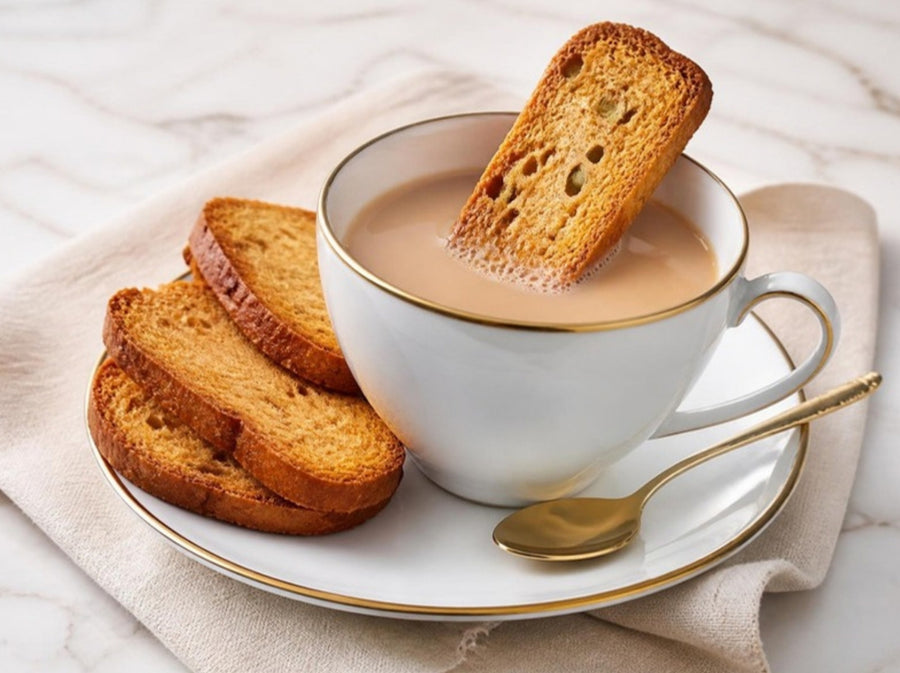Cardamom Rusk Dunked in Chai