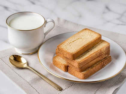 Milk Rusk & Warm Milk Breakfast