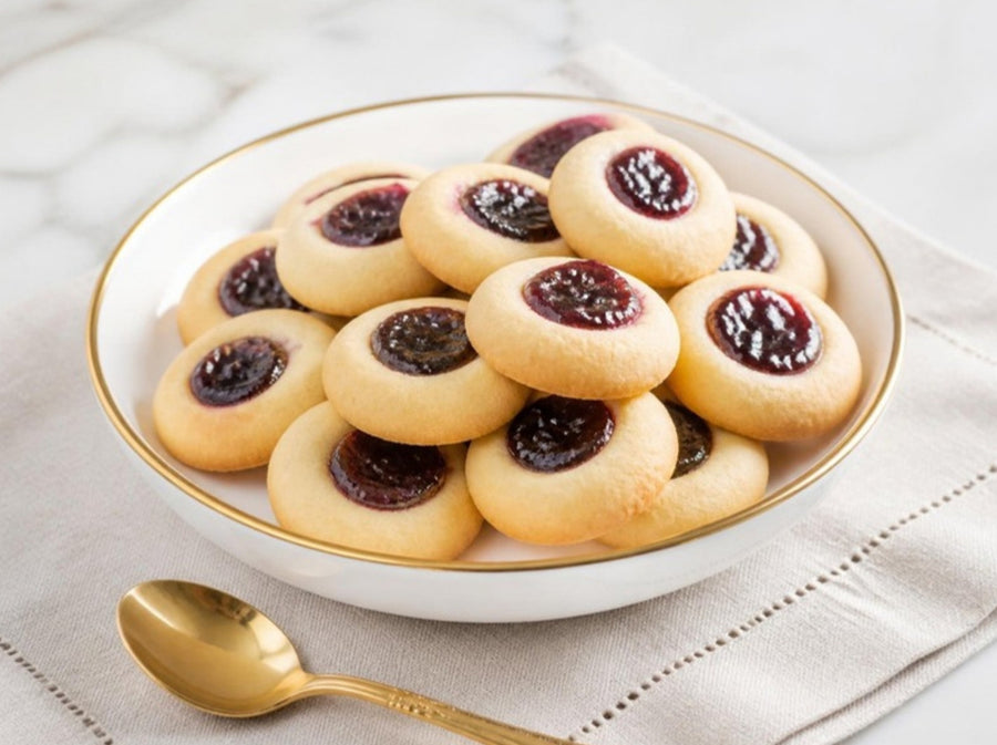 Mixed Fruit Jam Thumbprint Cookies