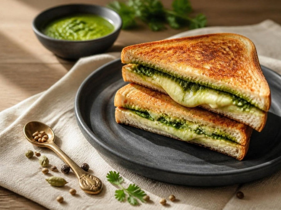 Green Chutney Grilled Cheese Toast