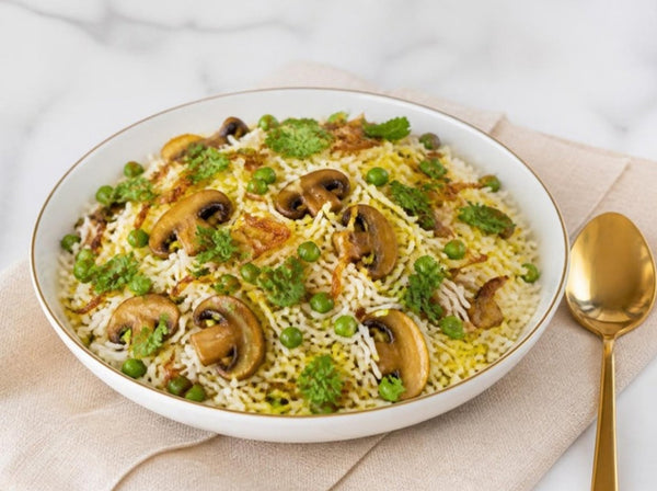 Mushroom & Green Pea Biryani